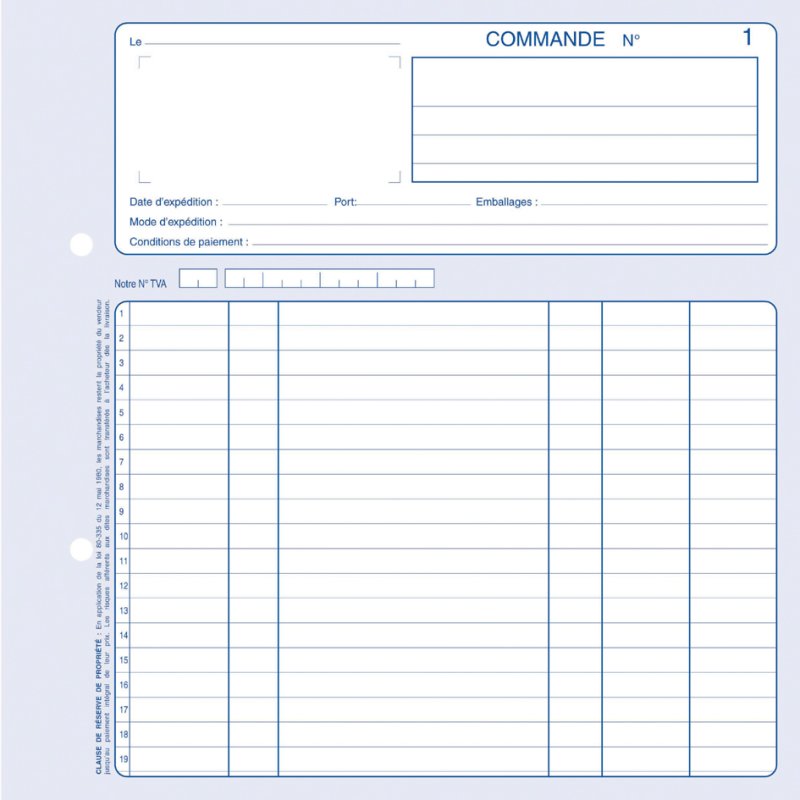 ELVE Bloc de classement Commandes, 297 × 210 mm, duplex, 50 feuilles